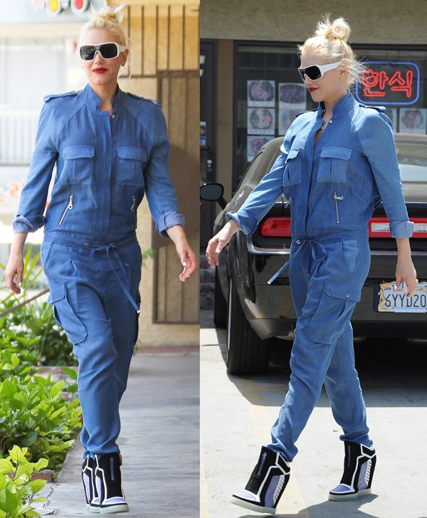 Gwen-Stefani-in-Cross-Dye-Tencel-Jumpsuit