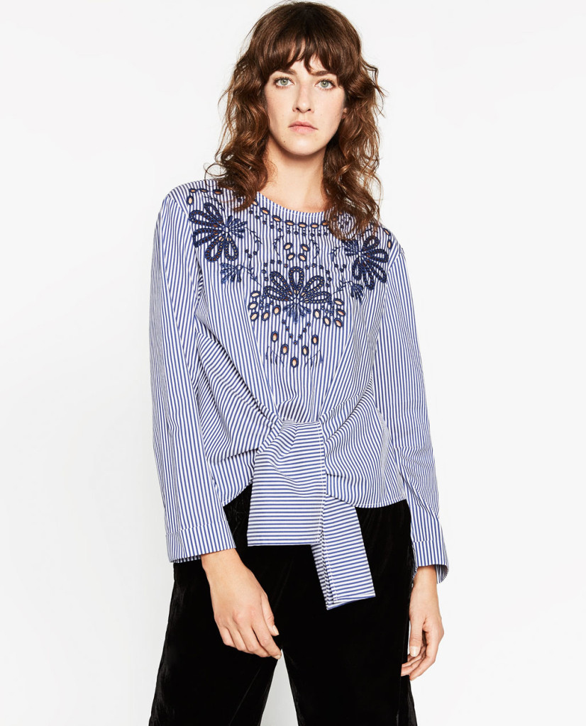 zara-striped-poplin-top-model