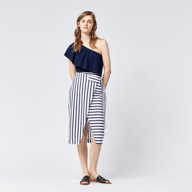 warehouse-striped-wrap-midi